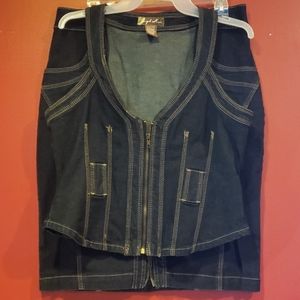 Juniors 2 PC mini jean skirt set